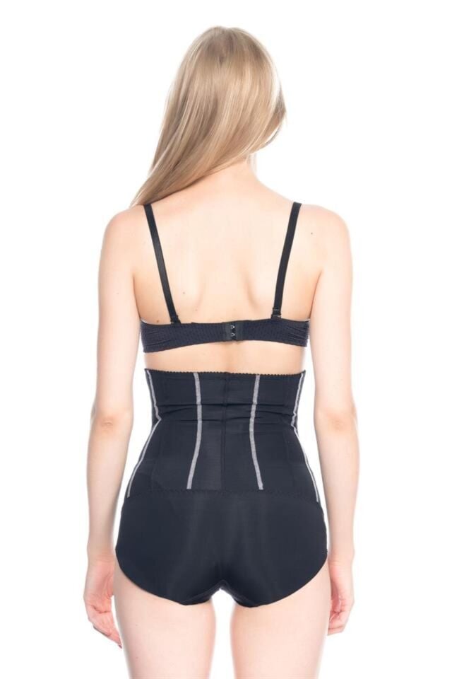 Emay 2886 Yüksek Bel Tül Slip Lazer Korse XL - Siyah