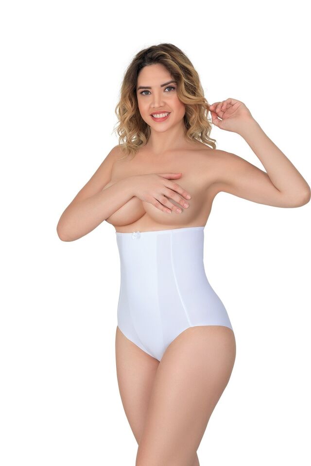 Emay 2920 Yüksek Bel Karın Desteklı Slip Lazer Korse M - Beyaz