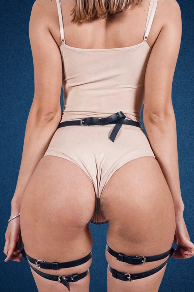 Deri 2 Sıralı Ayarlı Jartier Fantazi Harnes