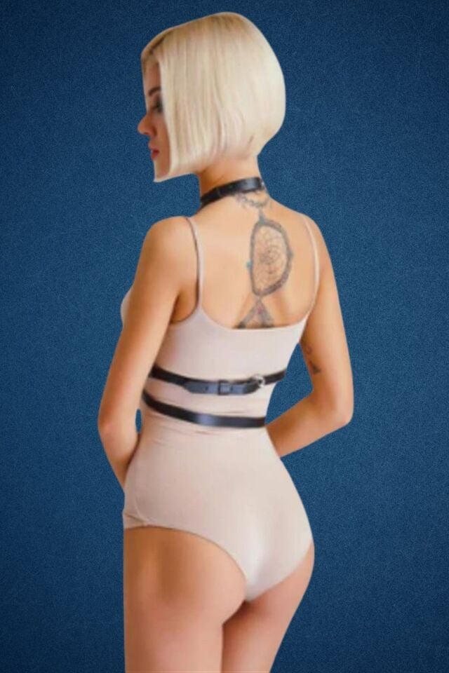 Deri Göğüs Sütyen Fantazi Harness 2