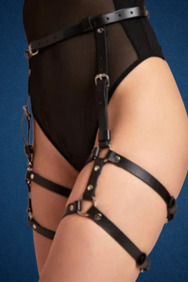 Belden Bağlamalı Jartiyer Deri Fantazi Harness