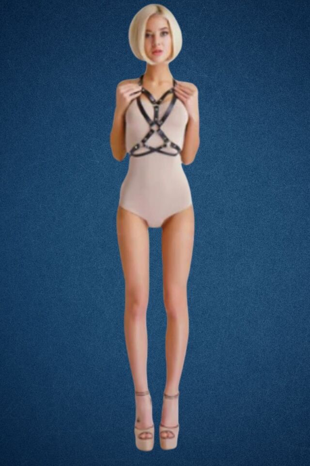 Deri Göğüs Sütyen Fantazi Harness