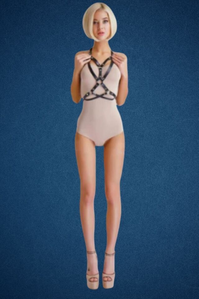 Deri Göğüs Sütyen Fantazi Harness