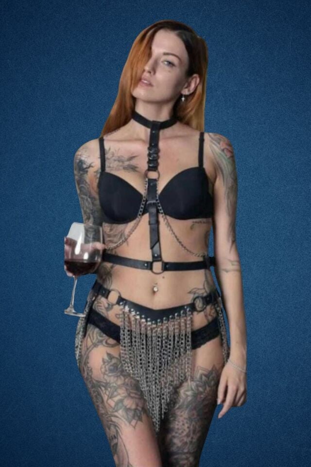 Deri Zincir Detaylı Fantazi Harness