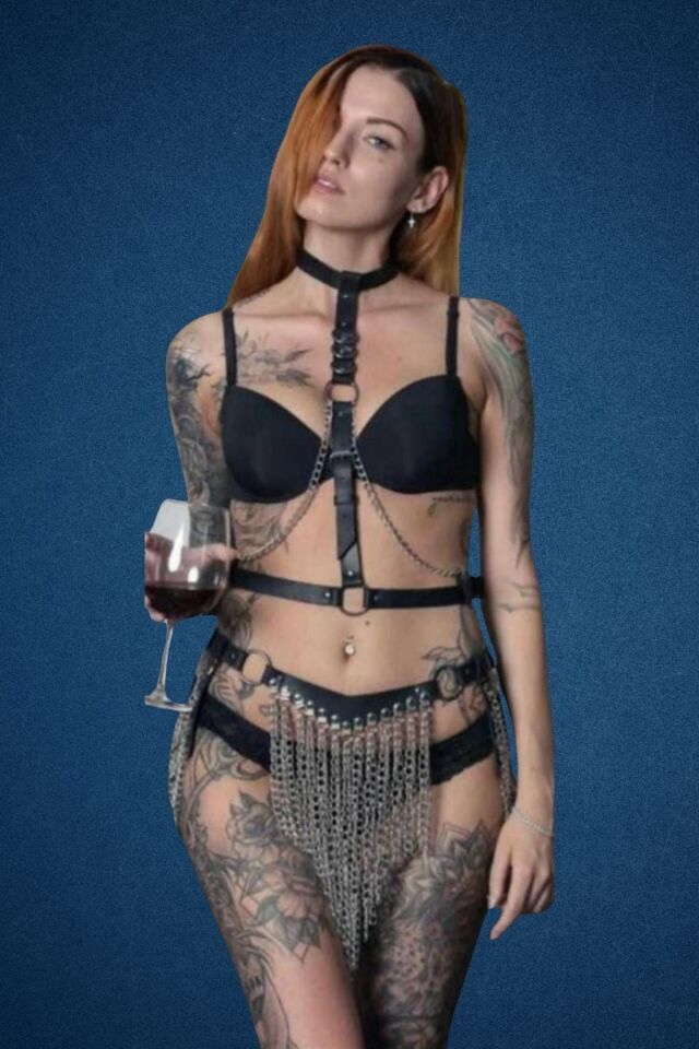 Deri Zincir Detaylı Fantazi Harness