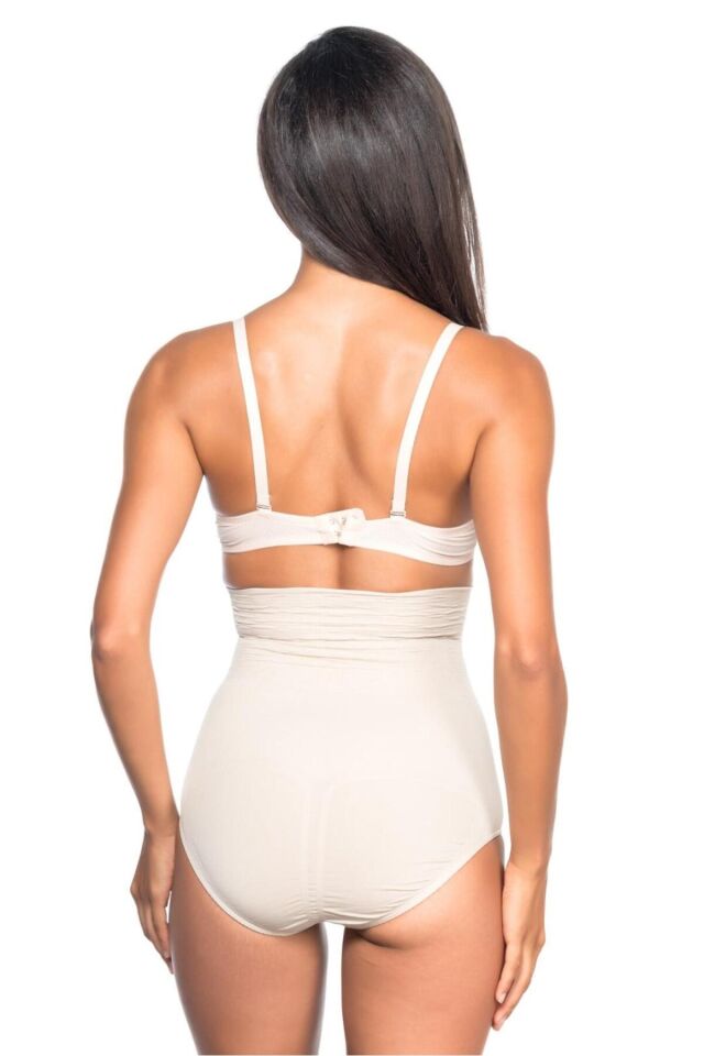 Emay 2079 Yüksek Bel Desenli Double Slip Korse L - Ten