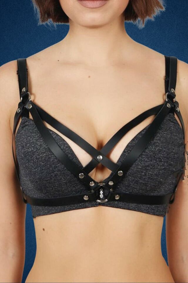 Harness Fantazi Deri Büstiyer-Jartiyer Aksesuar Takım 3