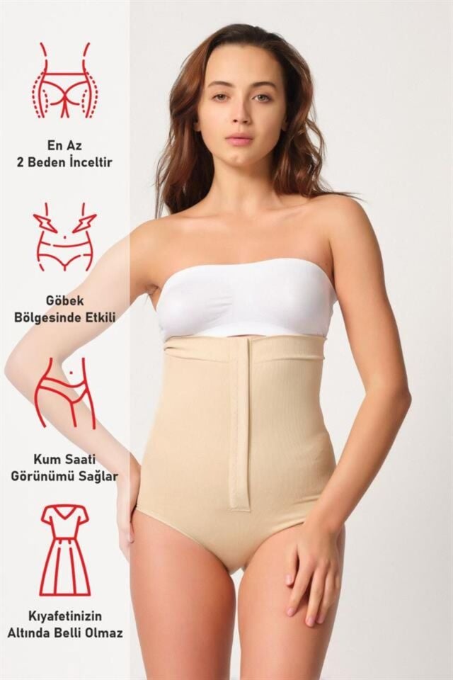Emay 2088 Önden Agraflı Slip Korse S - Ten