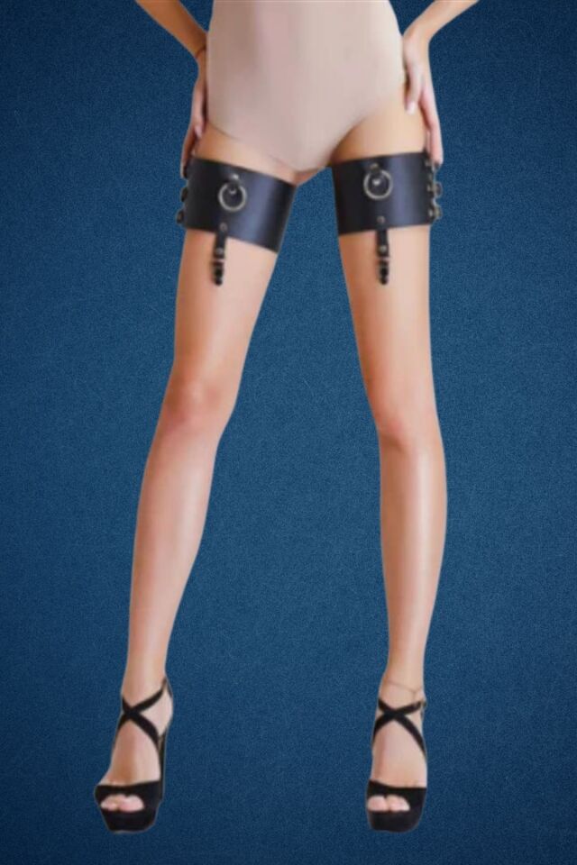 Kalın Deri Ayaralanabilir Jartiyer Fantazi Harness Aksesuar