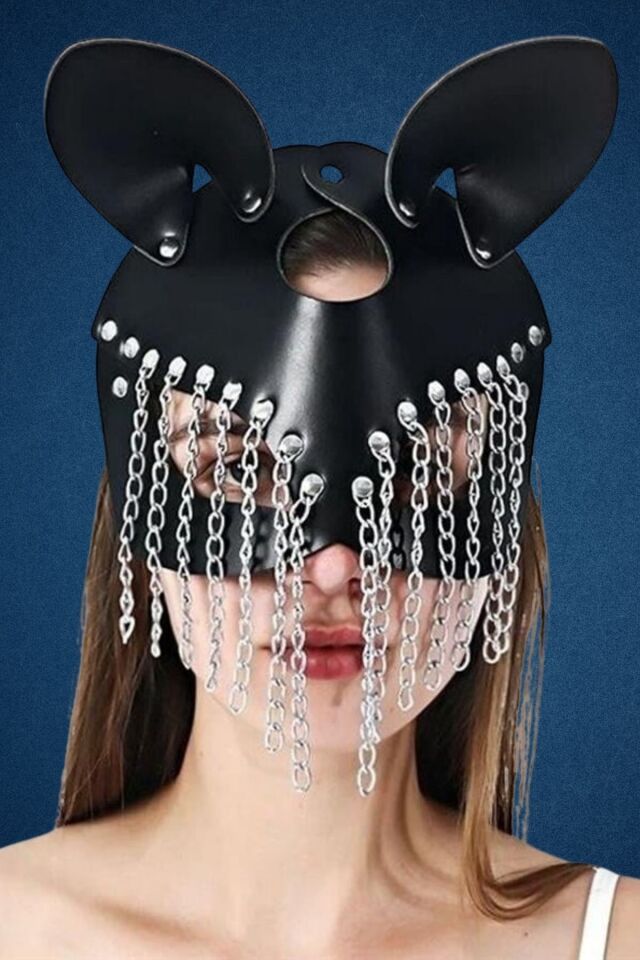 Zincir Detaylı Fantazi Harness Kedi Maske