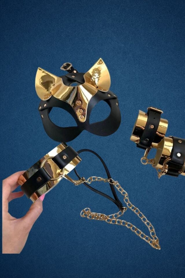 Harness Fantazi Deri Maske Tasma KelepçeTakım