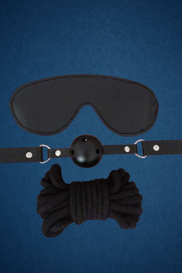 3'Lü Set Göz Bandı, Ağız Topu- Bağlama İpi Harness Fantazi Aksesuar