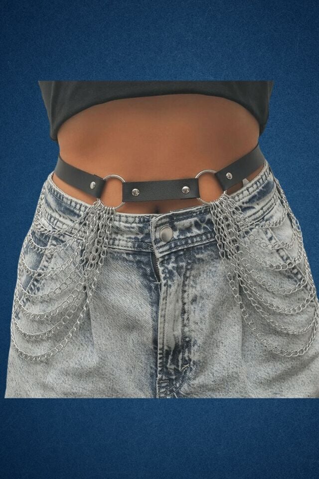 Çift Taraftan, Yandan Zincirli Harnes Deri Aksesuar