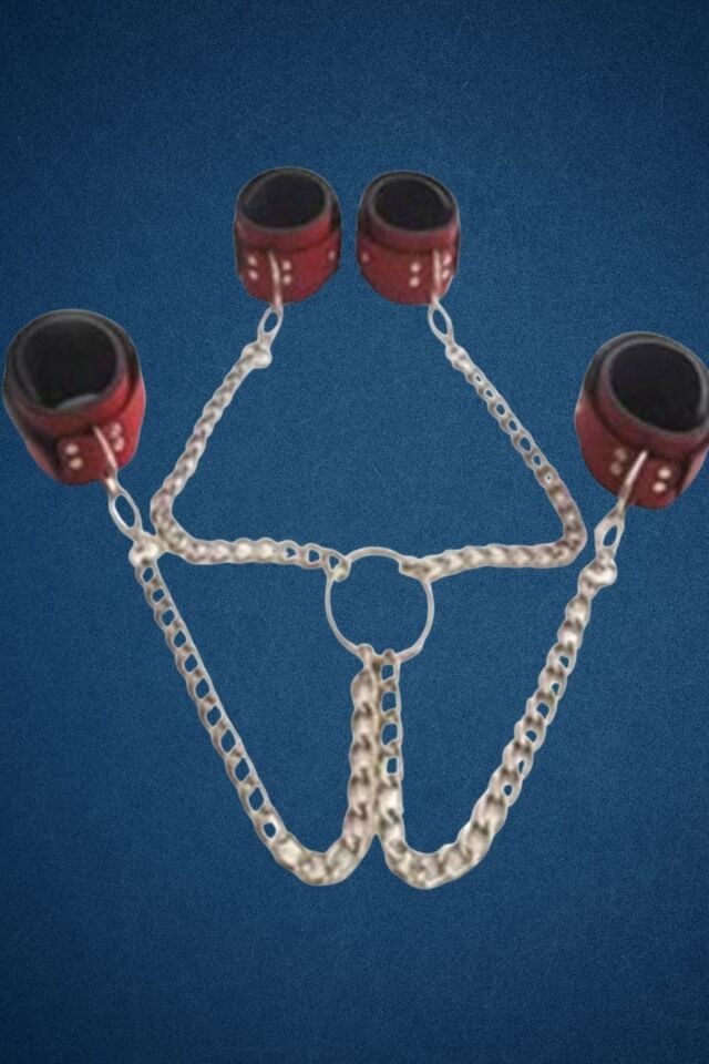 Deri Zincirli Kısıtlayıcı El, Ayak Kelepçe Fantazi Harness