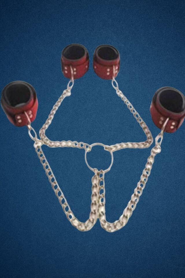 Deri Zincirli Kısıtlayıcı El, Ayak Kelepçe Fantazi Harness