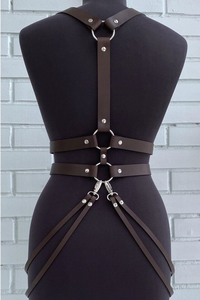 Aysilce 216 Deri Harness Çift Kemerli Full Body Jartiyer L - Siyah