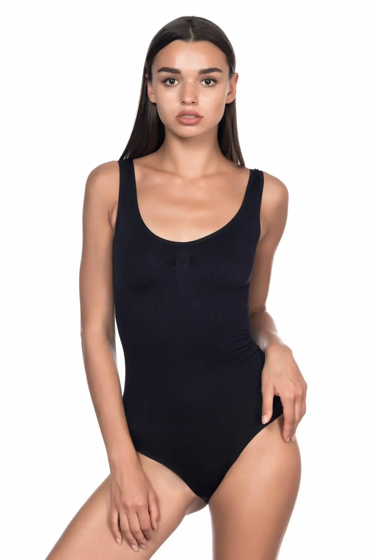 Emay 1924 Soft Kalın Askılı Çıtçıtlı Body XXL - Siyah