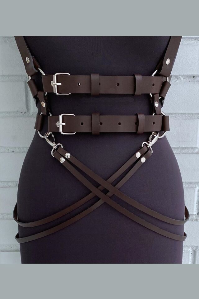 Aysilce 216 Deri Harness Çift Kemerli Full Body Jartiyer 2XL - Siyah