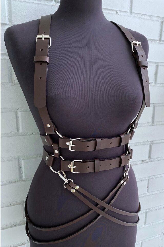 Aysilce 216 Deri Harness Çift Kemerli Full Body Jartiyer 3XL - Siyah