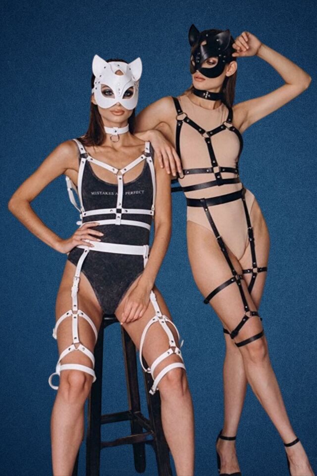 Harness Fantazi Deri Maske Tasma Alt-Üst Jartiyer