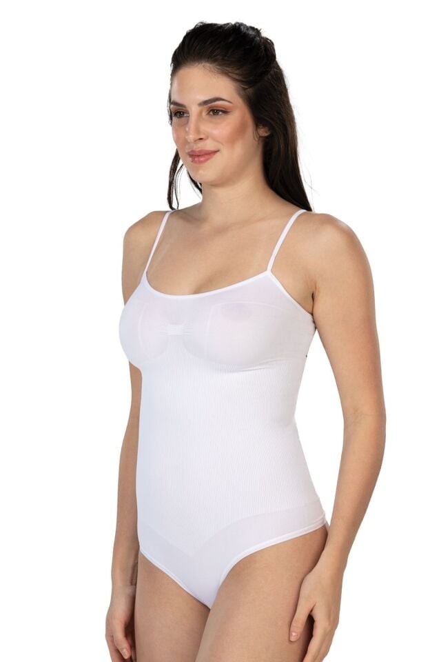 Emay 1927 İp Askıllı Ripli String Body M - Beyaz