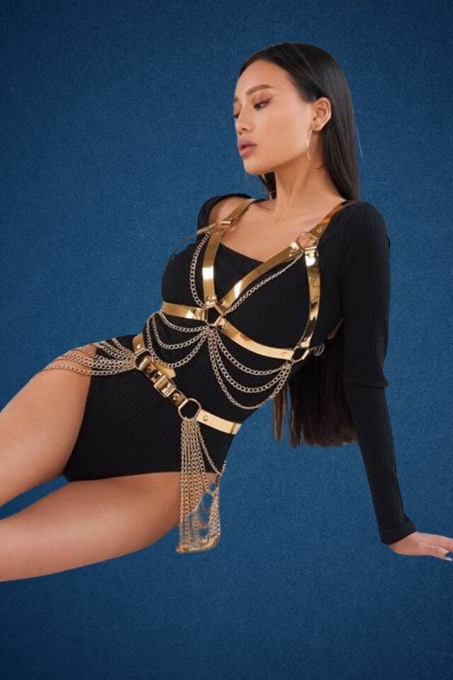 Harness Fantazi Deri Sütyen Kemer Aksesuar Takım