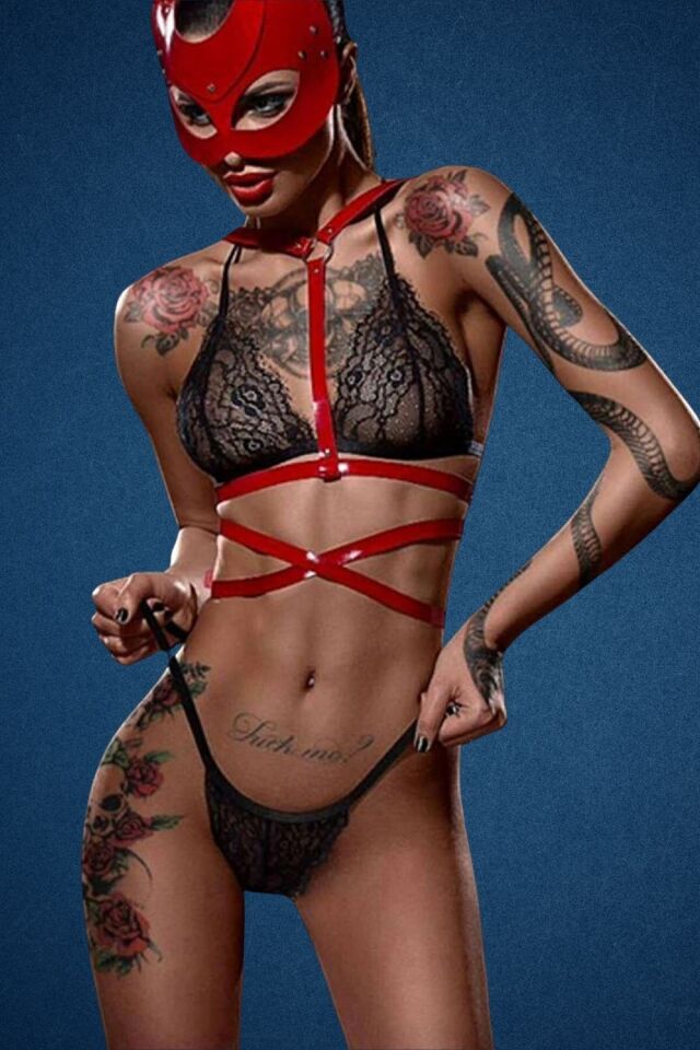 Harness Fantazi Deri Maske Büstiyer Aksesuar Takım