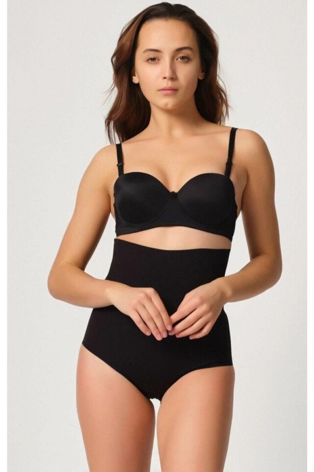 Emay 2708 Lazer Yüksek Bel Kesim Slip Korse M - Siyah