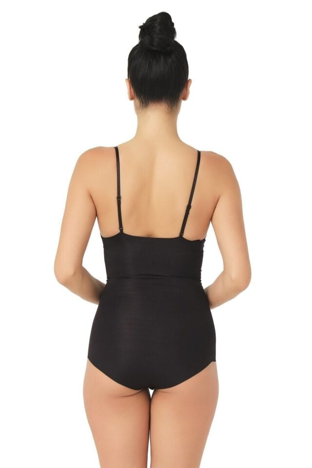 Emay 2723 Lazer Kesim Göğsü Açık Slip Korse XL - Siyah