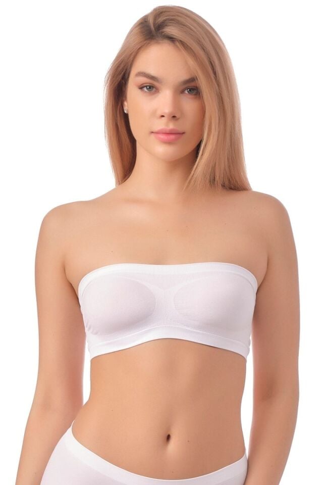 Emay 4002 Soft Straplez Büstiyer L - Beyaz