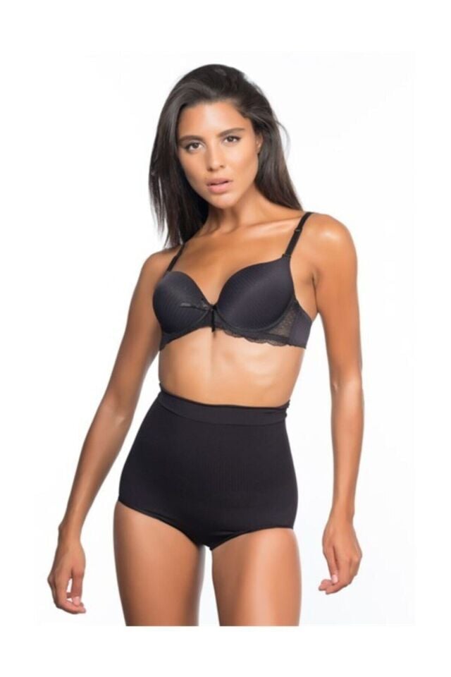 Emay 2813 Yüksek Bel Slip Lazer Korse XXL - Siyah
