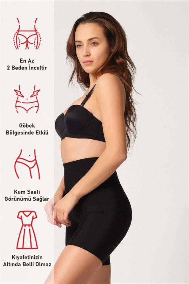 Emay 2816 Yüksek Bel Boxer Lazer Korse L - Siyah