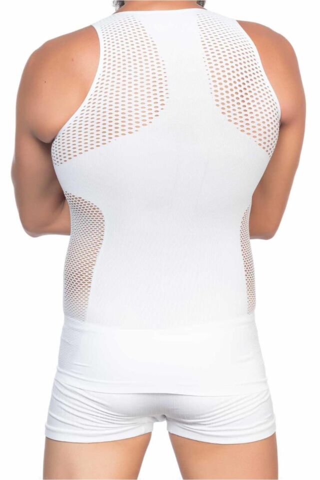 Emay E1006 Fileli Erkek Korse Atlet XXL - Beyaz