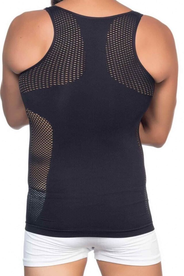 Emay E1006 Fileli Erkek Korse Atlet XXL - Siyah