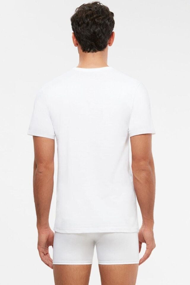 Kom James Bisiklet Yaka 2 li Tshirt XS - Beyaz