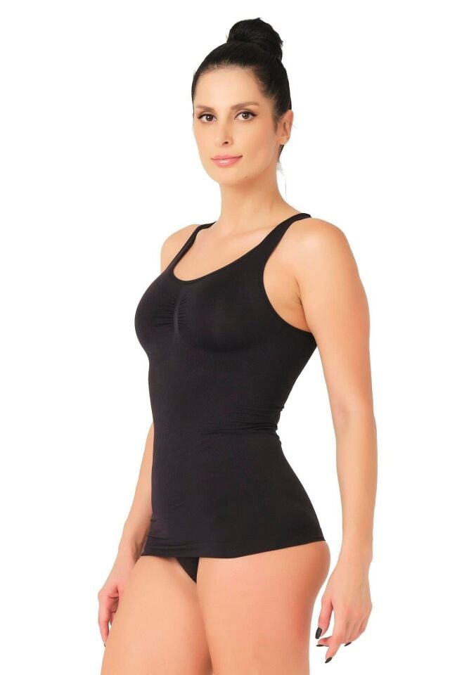 Emay 5015 Kalın Askılı Atlet Korse S - Siyah