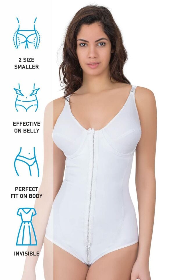 Emay 2871 Balenli Agraflı Toparlayıcı Boy Korse XL - Beyaz