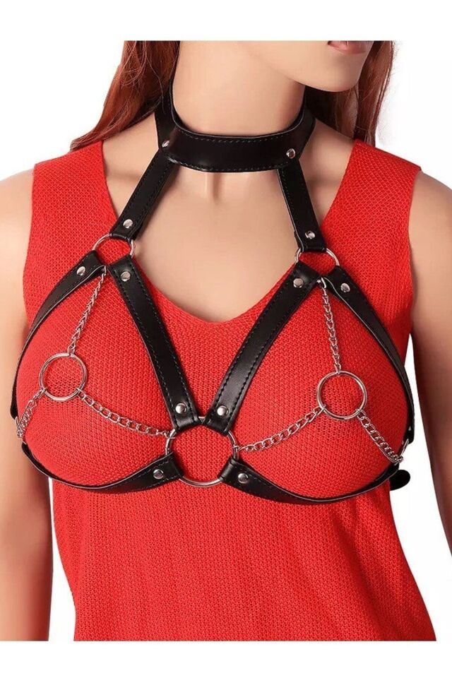 Aysilce 169 Deri Kelepçe Set El ve Ayak Bağlantılı Model 3XL - Kırmızı